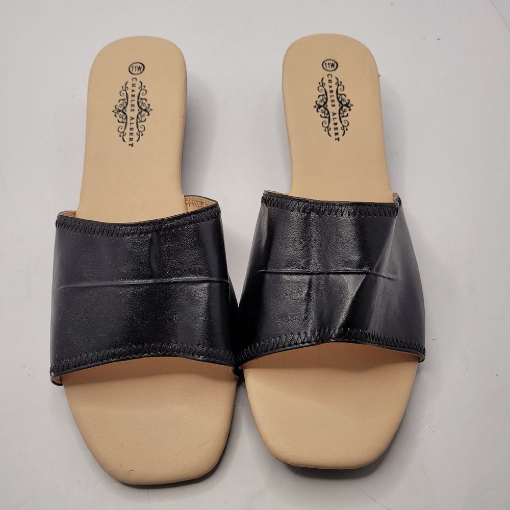 Charles Albert  Sandals Flats Women Size 11W Black Summer Beach